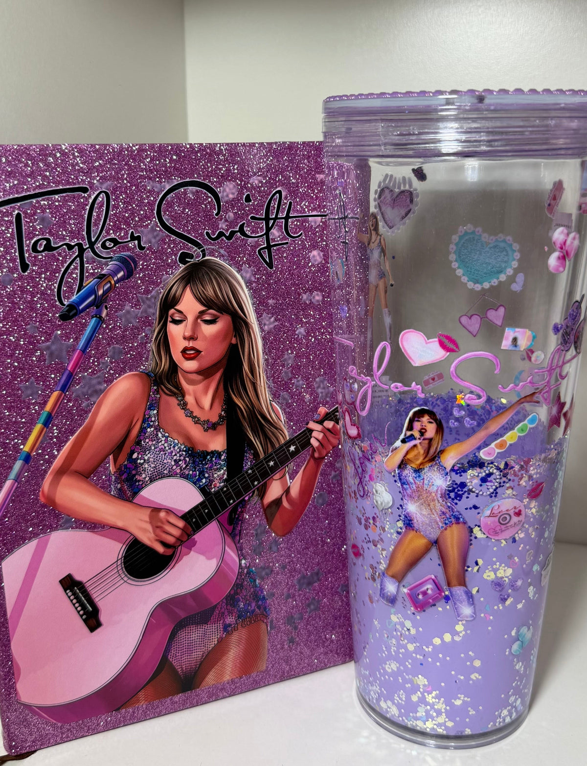 Swiftie cup with rhinestone lid and a5 book