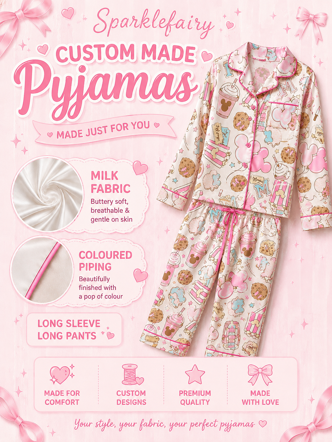 Custom made WINTER Pyjamas - 4 week preorder -