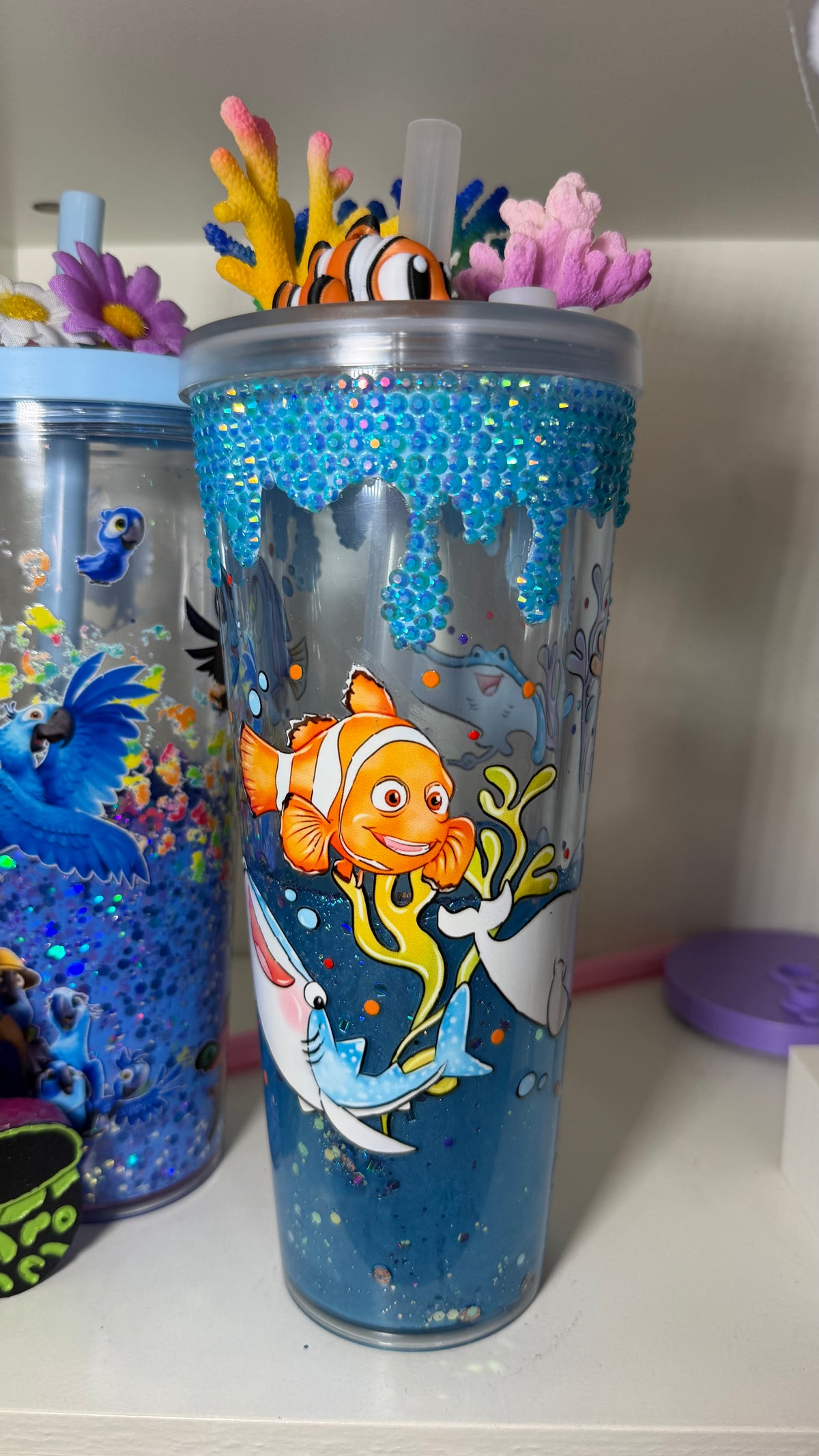 Nemo with sparkle drip and custom lid